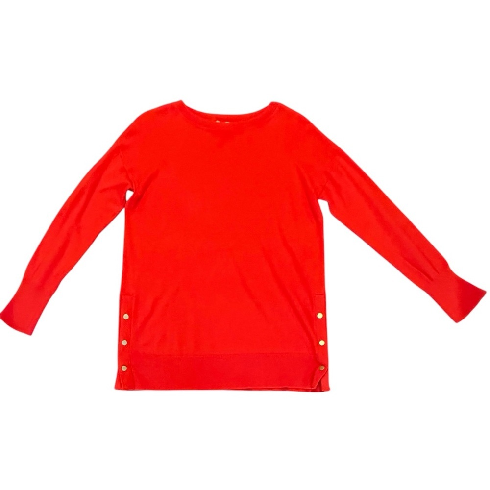 NWOT Caslon Red Long Sleeve Sweater with Silver Buttons Size Small MSRP $148